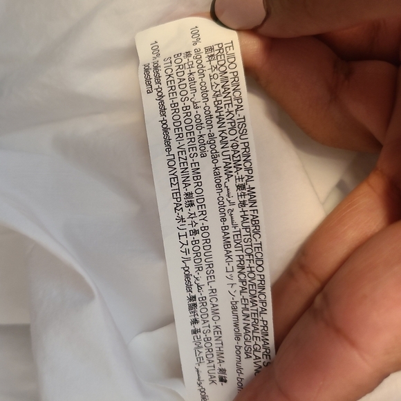 Zara White With Blue Floral Embroidery Dress Boho Retro XS 100% Cotton - Picture 6 of 7